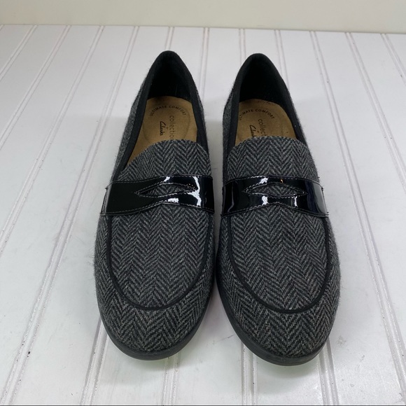 Clarks Trish Rose Gray herringbone loafers - Picture 3 of 9